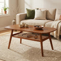 Zweistufiger Boho Rattan Couchtisch