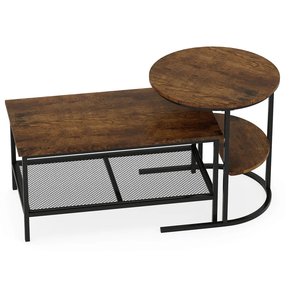 2-teiliges Couchtisch Beistelltisch Set mit 2 Ebenen